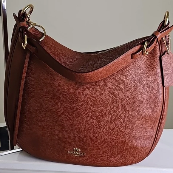 Coach Sutton Pebbled Leather Hobo Shoulder/Crossbody Bag in Dark Carmel EUC - Picture 7 of 7
